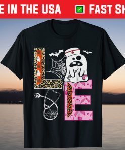 Halloween Costume Leopard Love Boo Nurse Spooky T-Shirt