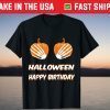 Halloween Happy Birthday Pumpkin Skeleton Tee Shirt