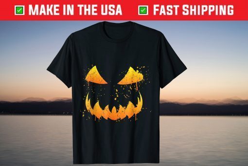 Halloween Scary Pumpkin Face Costume Shamrock Pumpkin T-Shirt