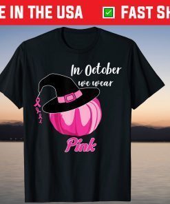 Halloween Witch Pumpkin Breast Cancer Gift Shirt