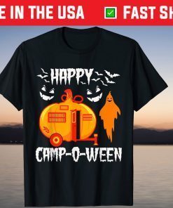 Happy Camp-O-Ween Ghost Camping Camper Halloween Tee Shirt