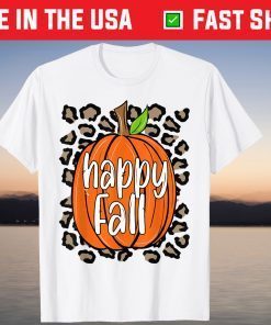 Happy Fall Leopard Pumpkin Fall Autumn Thanksgiving Unisex Shirt