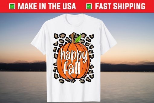 Happy Fall Leopard Pumpkin Fall Autumn Thanksgiving Unisex Shirt