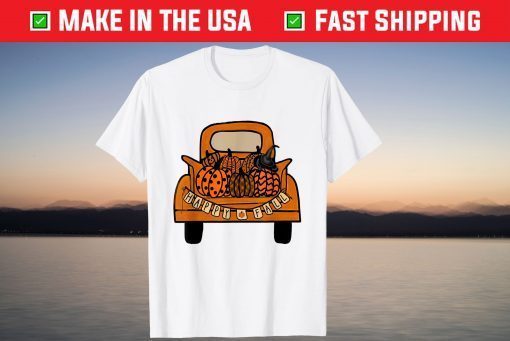 Happy Fall Leopard Truck Pumpkin Autumn Tee Shirt