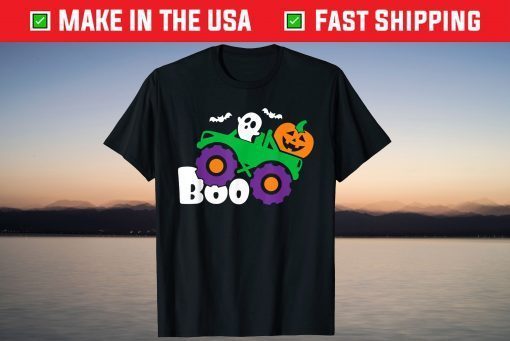 Happy Halloween Night Boo Truck Pumpkin Bats T-Shirt