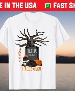 Happy Halloween Pumpkin Cat at Spooky Cementry T-Shirt