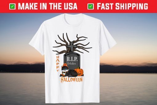 Happy Halloween Pumpkin Cat at Spooky Cementry T-Shirt