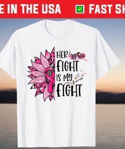 Her Fight Is My Fight Leopard Sunflower Breast Cancer Month Unisex T-Shirt