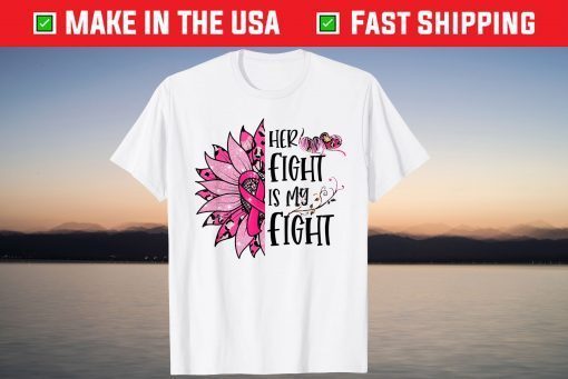 Her Fight Is My Fight Leopard Sunflower Breast Cancer Month Unisex T-Shirt