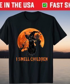 I Smell Children Witch Black Cat Halloween Broom Gift Shirt