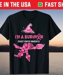 I'm A Survivor Breast Cancer Awareness Witch Happy Halloween Tee Shirt