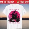 In October We Wear Pink Cat Pumpkin Breast Cancer Halloween T-Shirt