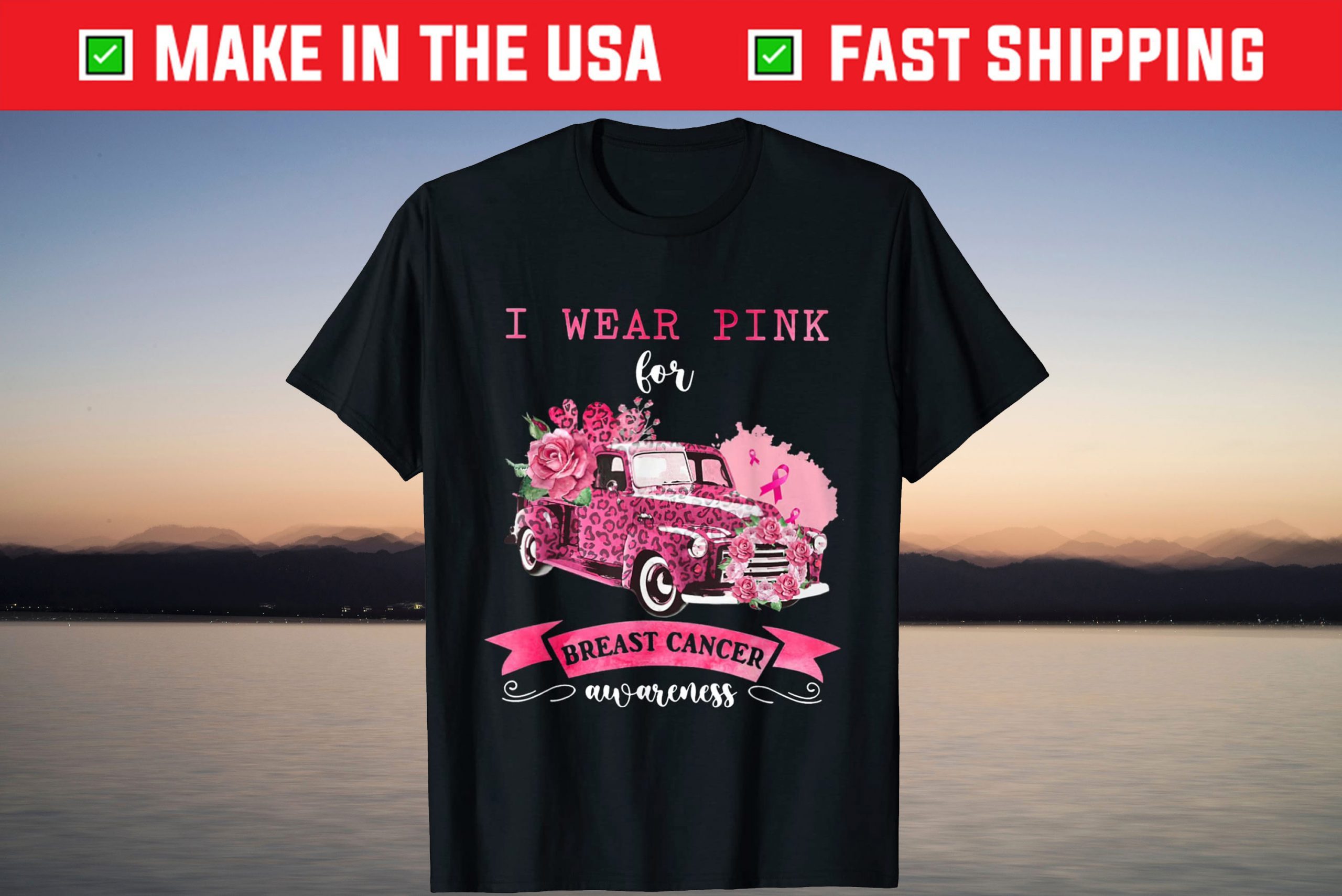 In October We Wear Pink Ribbon Leopard Truck Breast Cancer Gift Shirt In October We Wear Pink Ribbon Leopard Truck Breast Cancer Gift Shirt