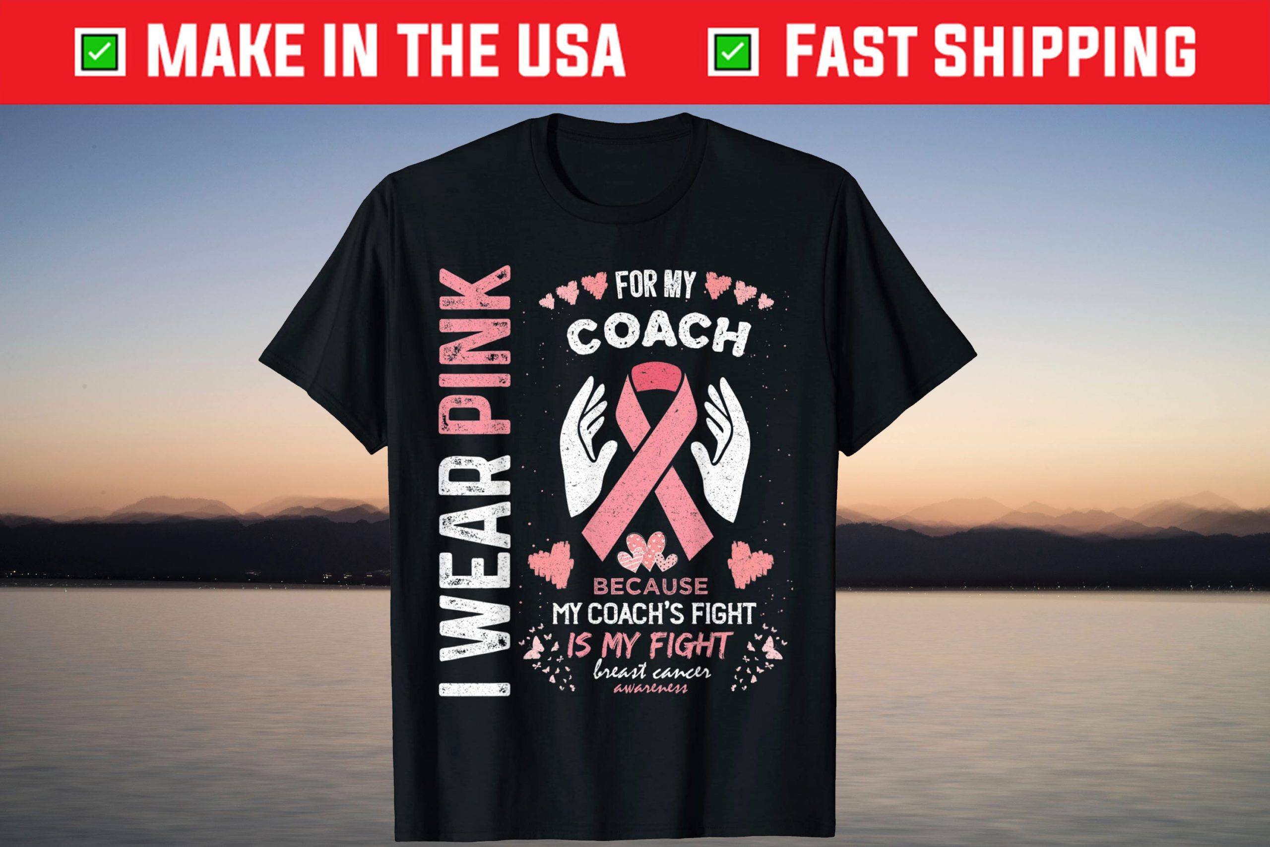In October We Wear Pink for My Coach Breast Cancer Ribbon Gift T-Shirt In October We Wear Pink for My Coach Breast Cancer Ribbon Gift T-Shirt