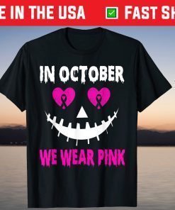 Jackolantern Halloween Ribbon In October We Wear Pink Gift Shirt