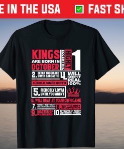 Kings Are Born In October Birthday Birth Month 2021 Shirt