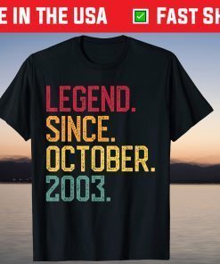 Legend Since October 2003 16th Birthday 16 Years Old Unisex Shirt