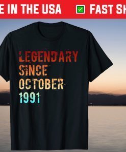 Legendary Since Birthday October 1990 30th Birthday Tee Shirt