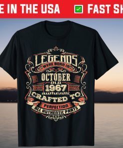 Legends Born In October 1967 Vintage 54rd Birthday 2021 Shirt
