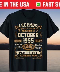 Legends Were Born In October 1955 66Th Birthday Tee Shirt