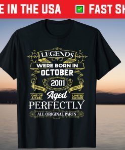 Legends Were Born In October 2001 20Th Birthday 2021 Shirt