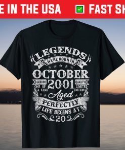 Legends Were Born In October 2001 20th Birthday Tee Shirt