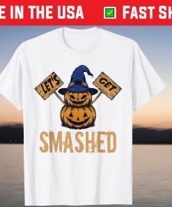 Lets Get Smashed Pumpkin Halloween Drinking Tee Shirt
