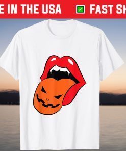 Lips Halloween Lips Vampire Mouth Pumpkin Tongue T-Shirt