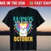 Llama Lovers Fall Birthday Llama October Birthday 2021 Shirt
