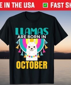 Llama Lovers Fall Birthday Llama October Birthday 2021 Shirt