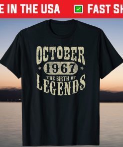 October 1967 Birth of Legend 54th Birthday 54 Years Old 2021 Shirt
