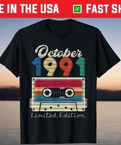 October 1991 Cassette Tape 30th Birthday Tee Shirt
