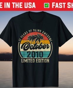 October 2010 Limited Edition 11th Birthday 11 Years Old Tee Shirt