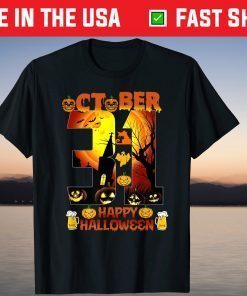 October 31 Halloween Bat Cat Ghost Pumpkin T-Shirt