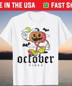 October Vibes Pumpkin Halloween Tee Shirt