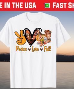 Peace Love Fall Pumpkin Happy Thanksgiving Tee Shirt