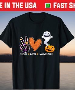 Peace Love Halloween Pumpkin Cute Ghost Heart Cute Classic Shirt