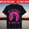 Pink Cat Witch Halloween In October We Wear Pink Awareness Tee Shirt