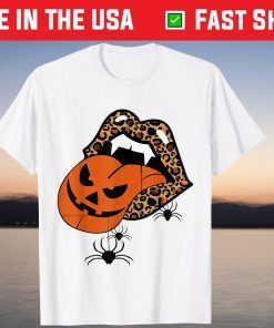 Pumpkin-Tongue Out Vampire Leopard Lips Spider Halloween Unisex Shirt