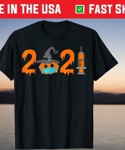 Pumpkin in Mask Vaccination Halloween 2021 Vintage Us 2021 Shirt