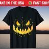 Scary Jack O Lantern Pumpkin Face Evil Grin Halloween Tee Shirt