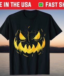 Scary Jack O Lantern Pumpkin Face Evil Grin Halloween Tee Shirt