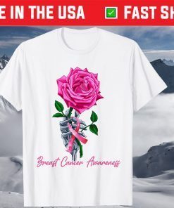 Skeleton Hand Rose Flower Breast Cancer Awareness Halloween Gift Shirt