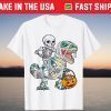 Skeleton Riding Dinosaur T rex Halloween T-Shirt