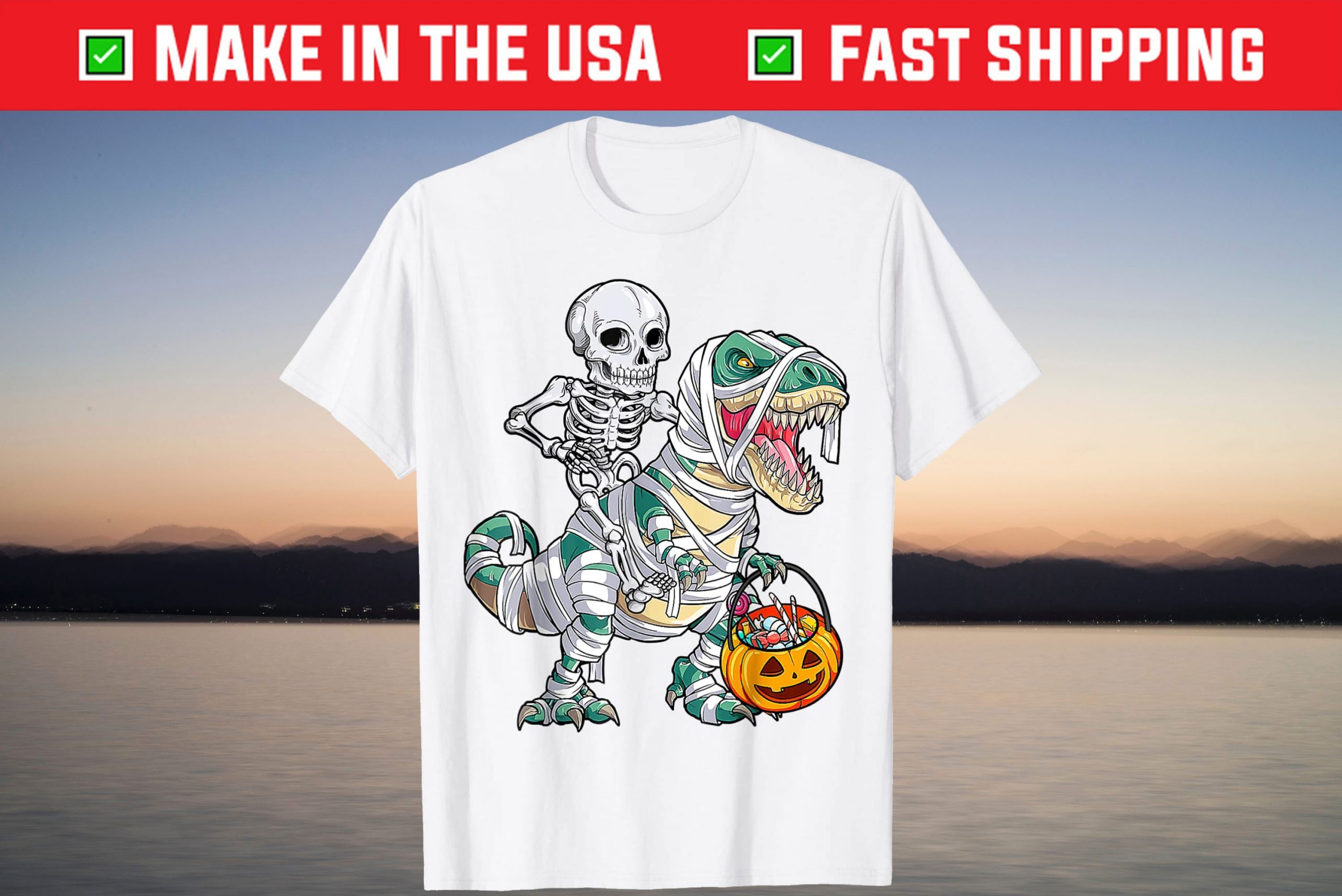 Skeleton Riding Dinosaur T rex Halloween T-Shirt Skeleton Riding Dinosaur T rex Halloween T-Shirt