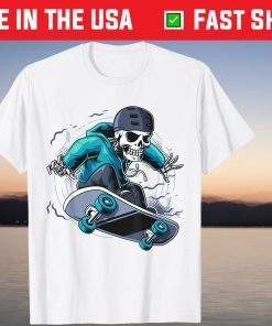 Skeleton Skateboarding Skater Halloween Gift Shirt