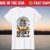 Skull Messy Bun Thick Thighs Spooky Vibes Halloween Tee Shirt