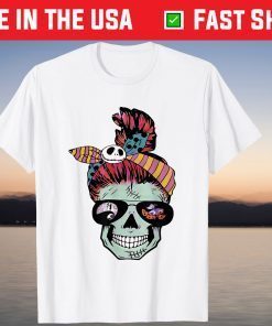 Skull Mom Halloween Vibes Horror Messy T-Shirt