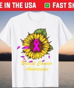 Sunflower Pink Ribbon Breast Cancer Awareness Tee Shirt