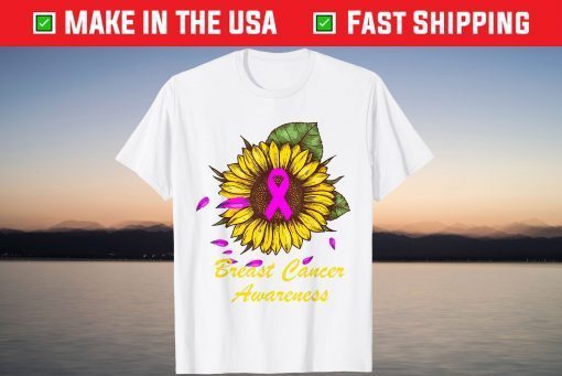 Sunflower Pink Ribbon Breast Cancer Awareness Tee Shirt